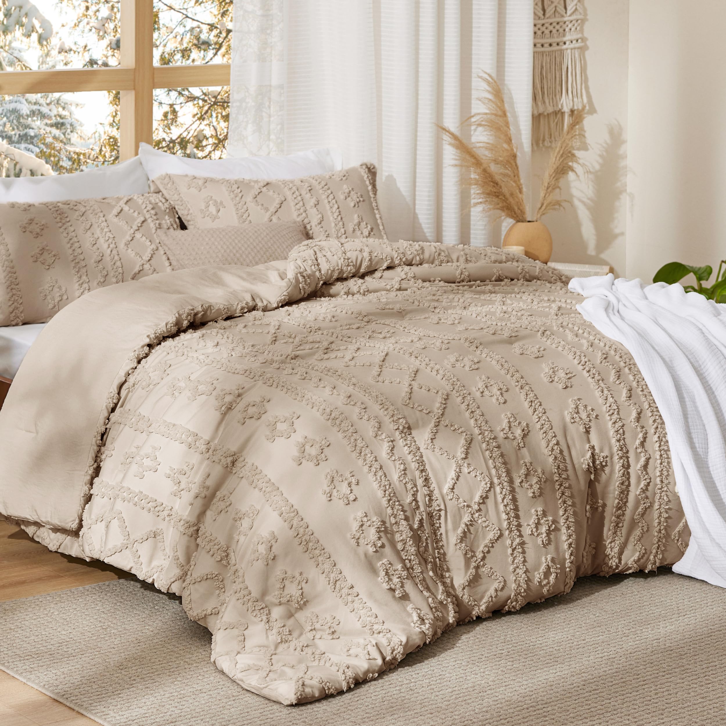 Bedsure fundas de almohadas boho para conjunto coordinado y cómodo.