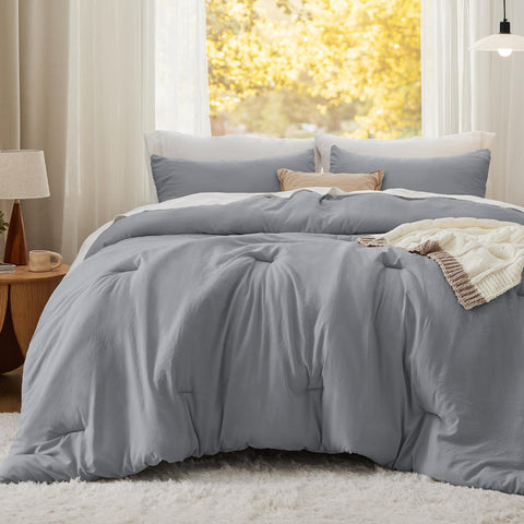 Bedsure juego cama 3 piezas gris reversible para cambiar la apariencia
