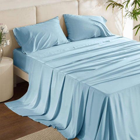 Bedsure juego sábanas queen, rayon bambú, enfriamiento superior para noches cálidas.