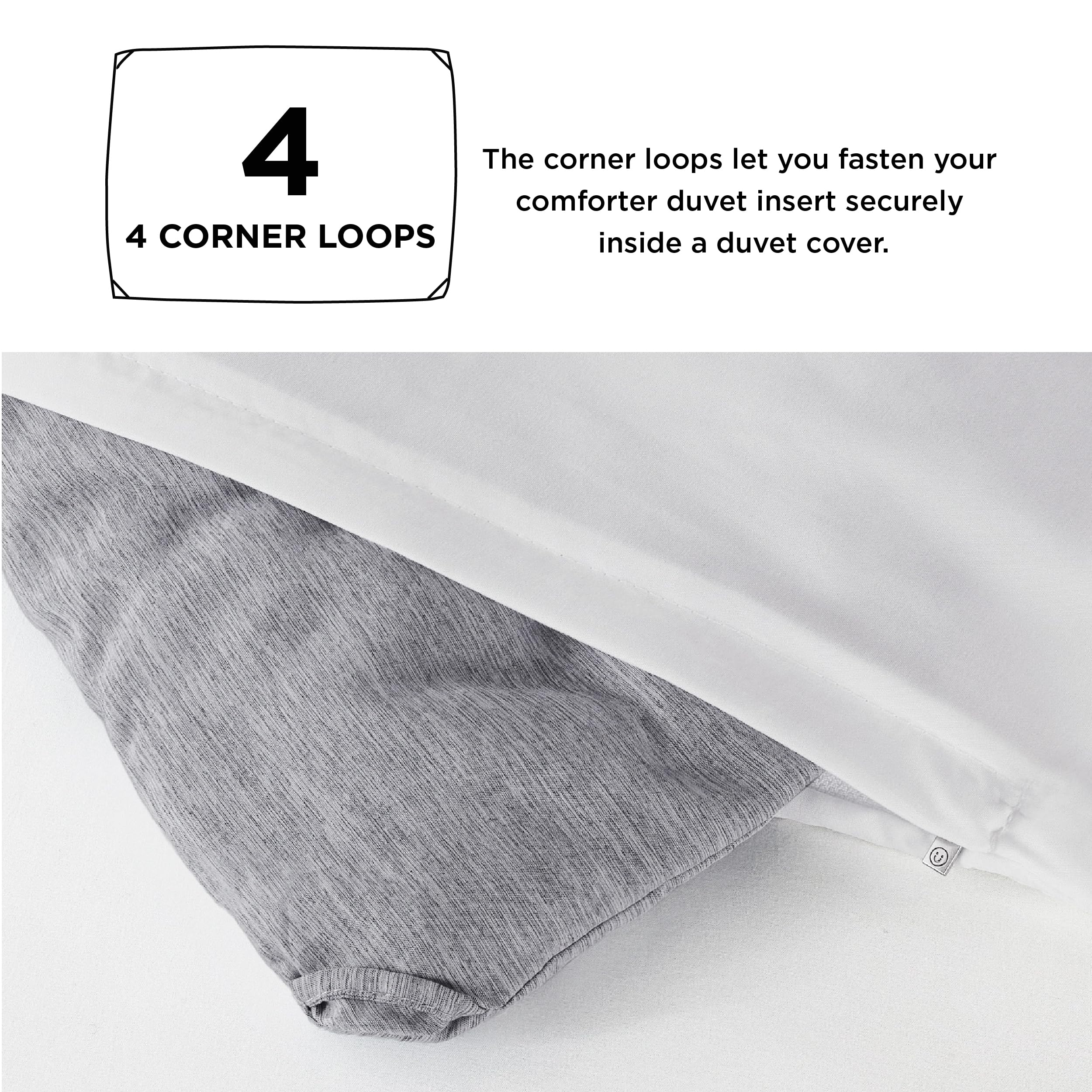 Bedsure lazos en cuatro esquinas, mantiene el edredón sujeto.