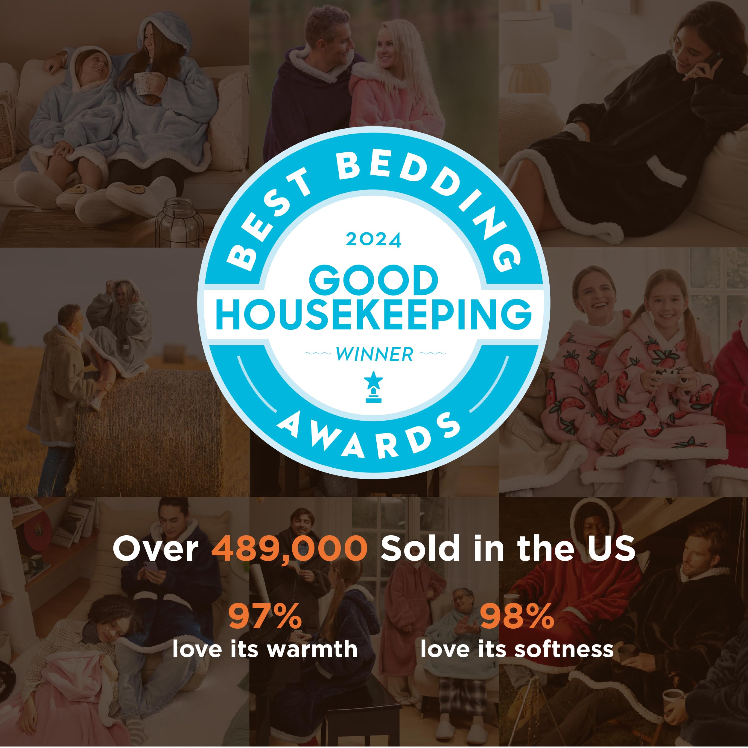 Bedsure manta capucha sherpa vista en sala, refugio cómodo para ver la TV.