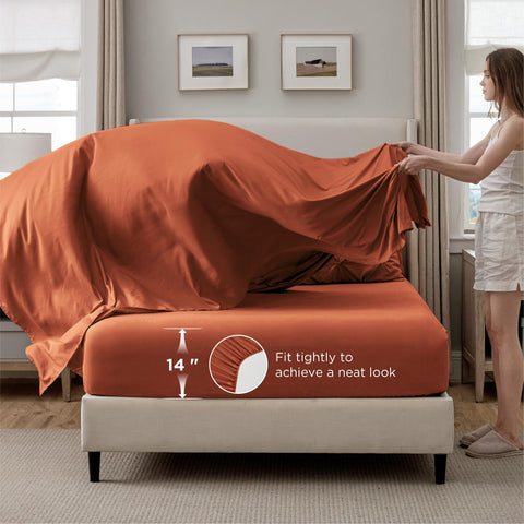 Bedsure rey funda cojín naranja, detalle elegante para dormitorio.