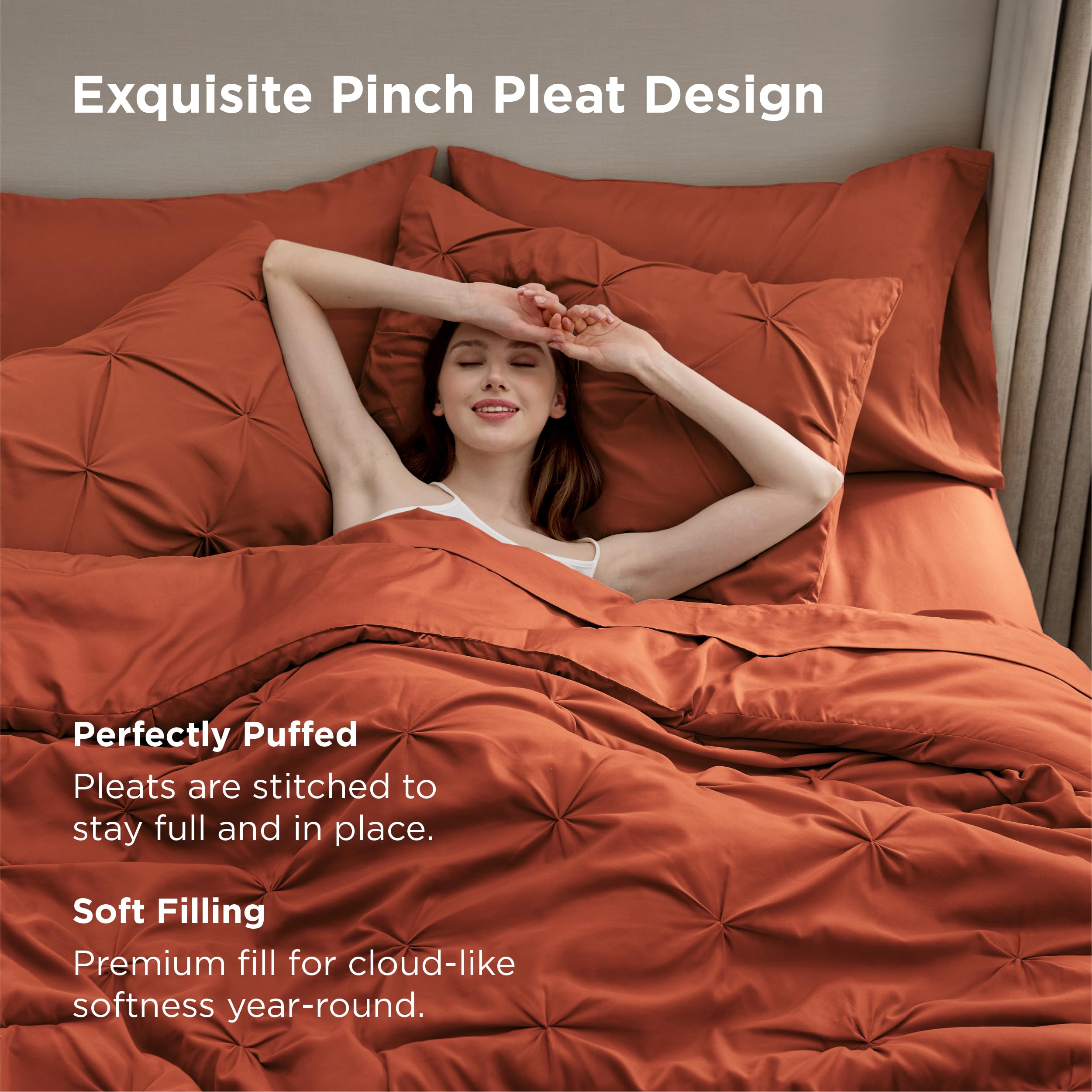 Bedsure rey fundas almohadas naranja, acabado suave para mejor descanso.