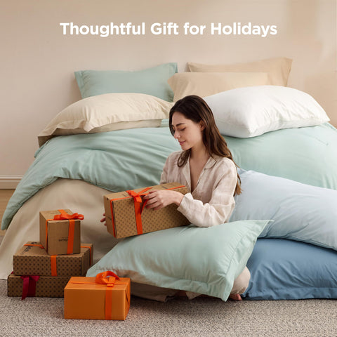 Bedsure Sábana plana sage verde, capa adicional de confort