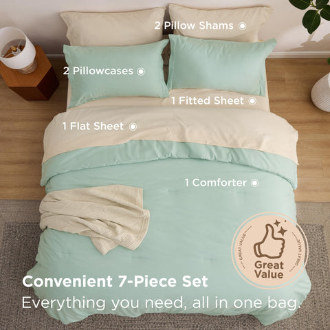 Bedsure Sábanas sage verde, descanso suave y transpirable