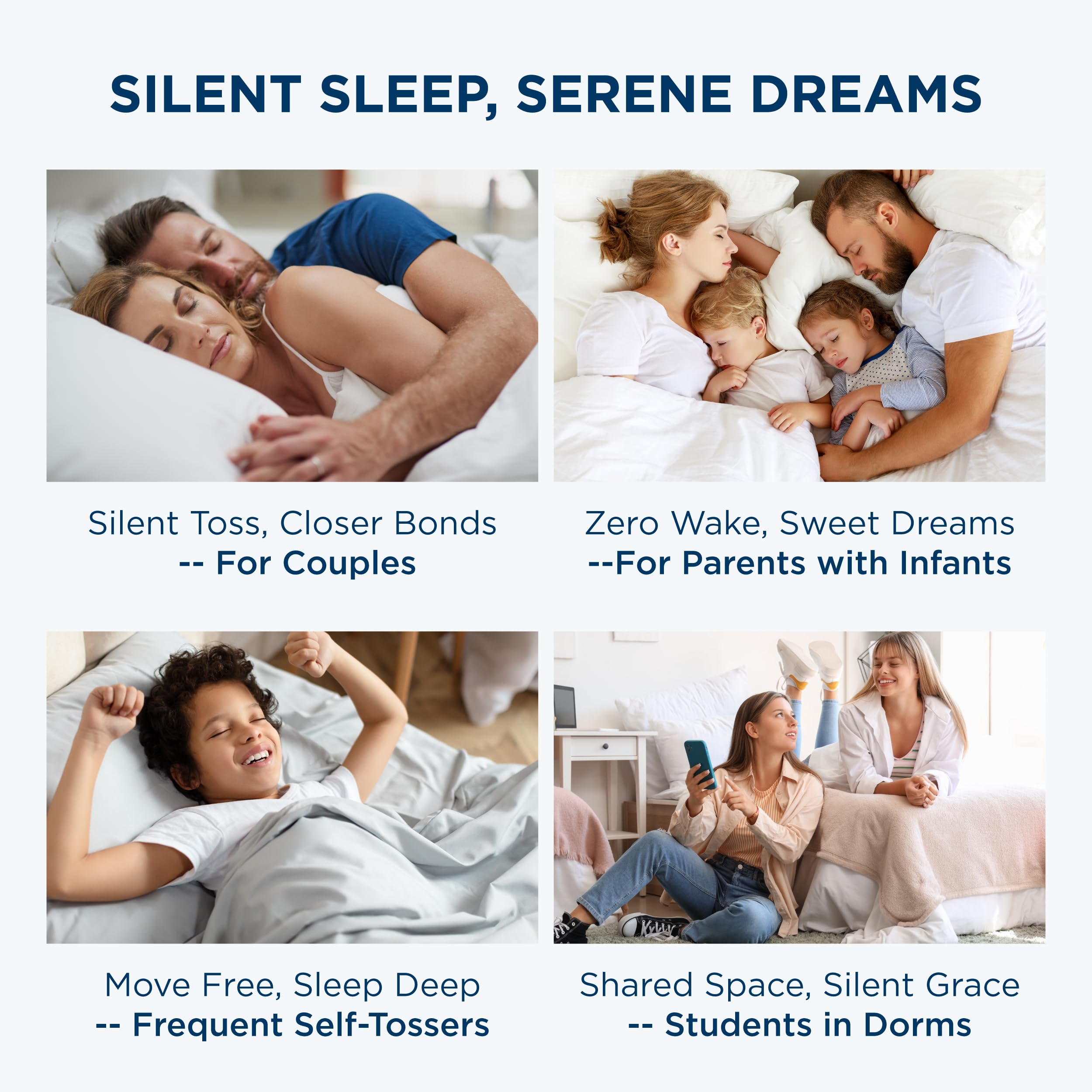 Bedsure superficie suave sin ruidos para dormir sin interrupciones.
