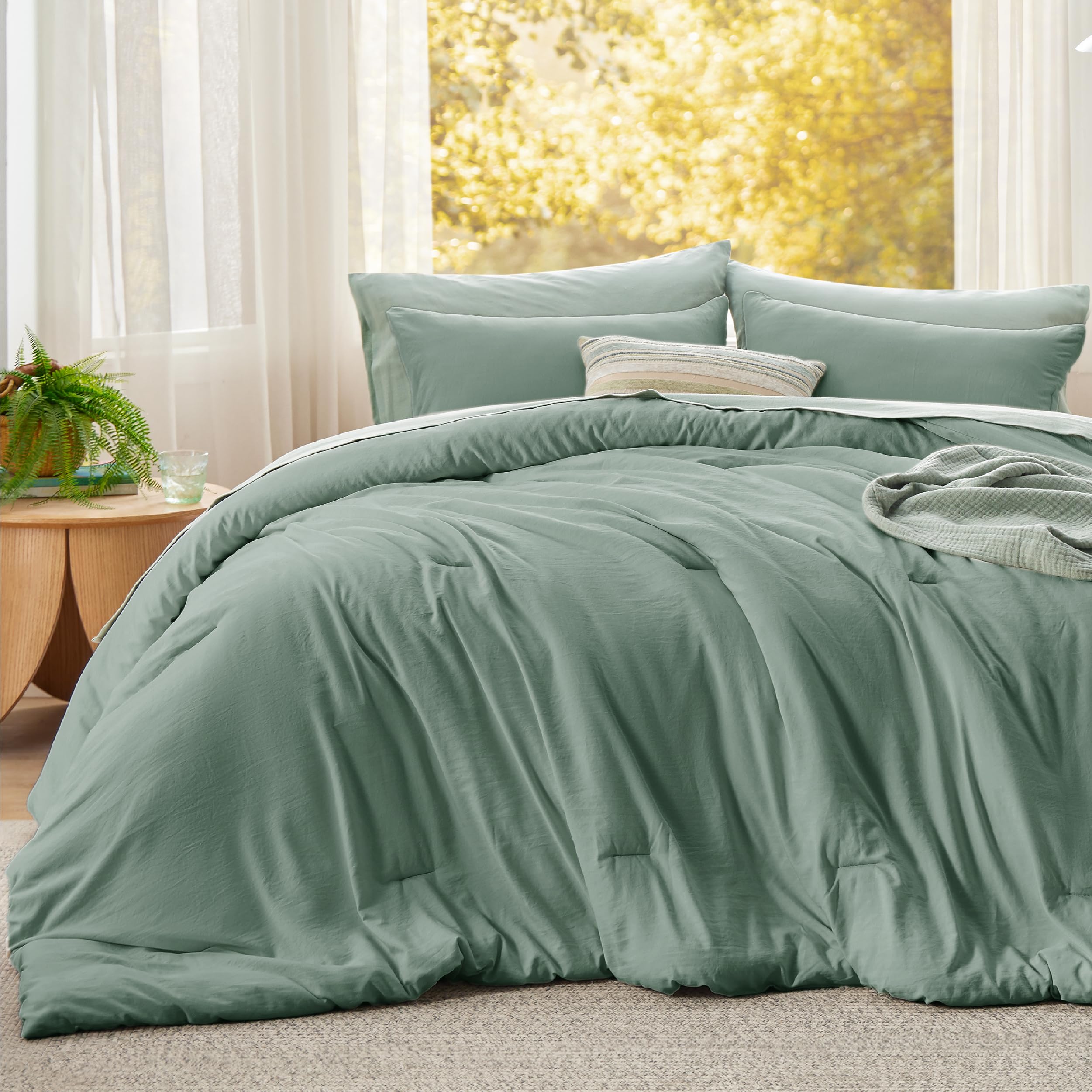 Bedsure textura suave colcha salvia, tacto cómodo para noches tranquilas