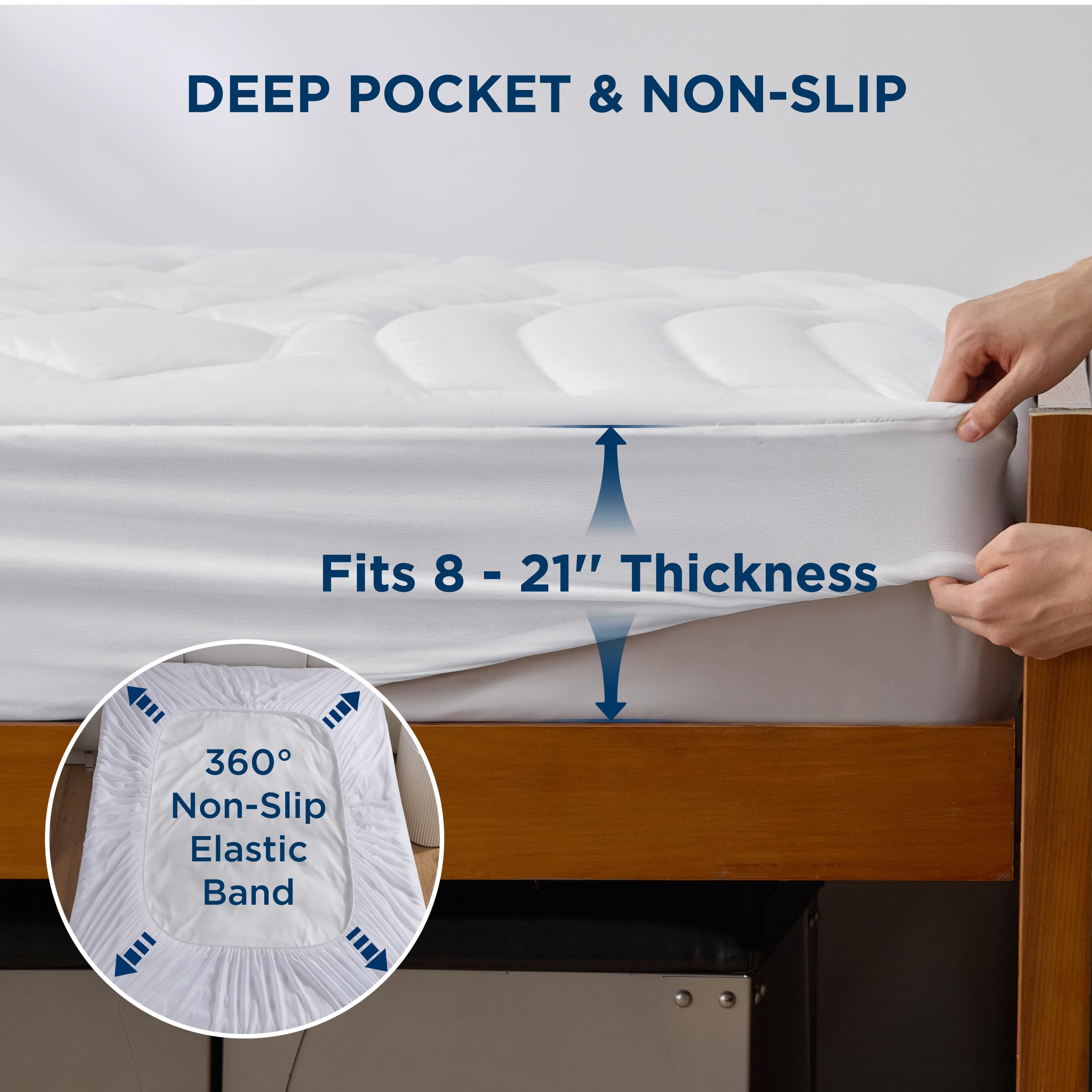 Bedsure Twin XL Mattress Pad ajuste elástico completo para dormir sin desplazarse