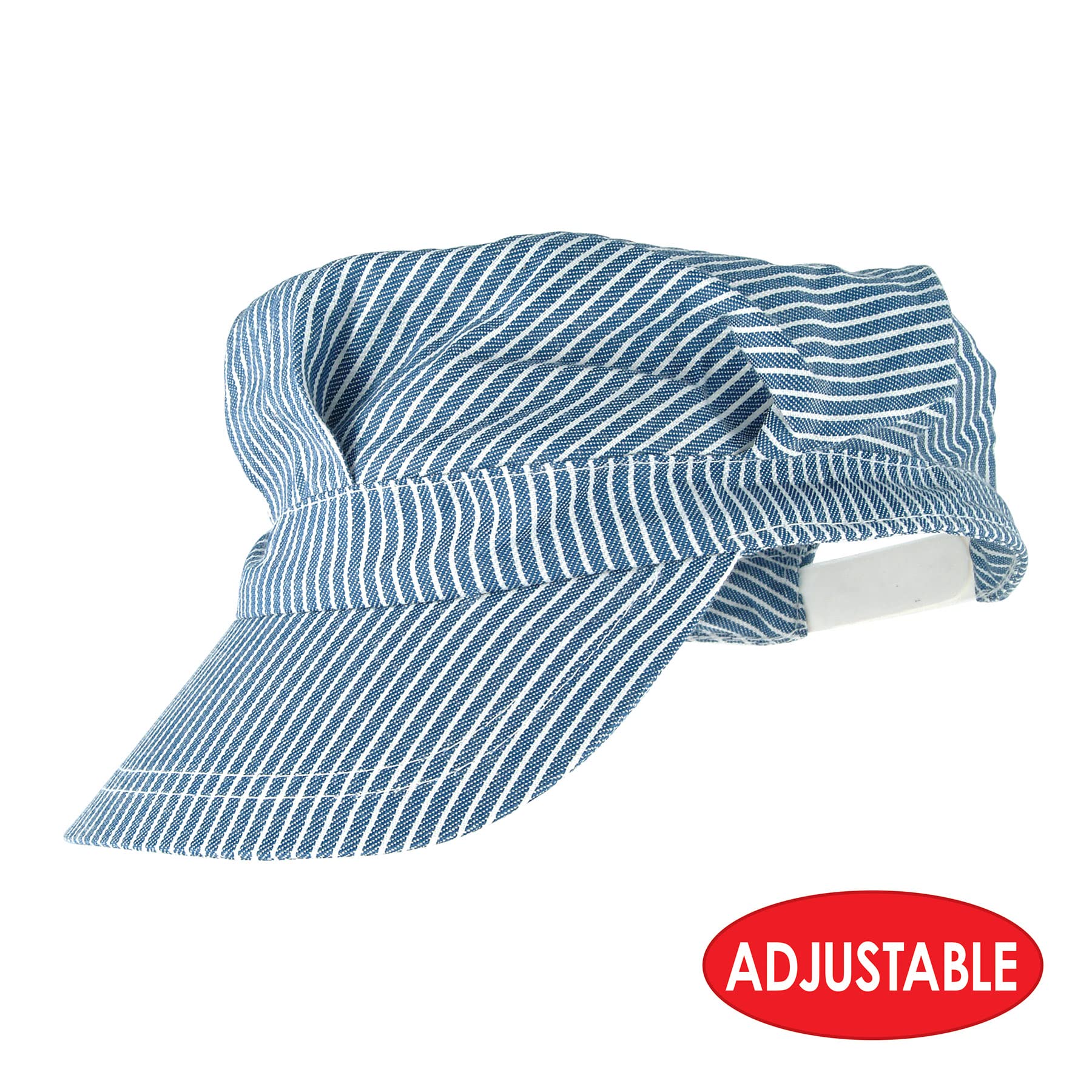 Beistle gorro ferroviario azul trasero, muestra cierre para ajuste seguro.