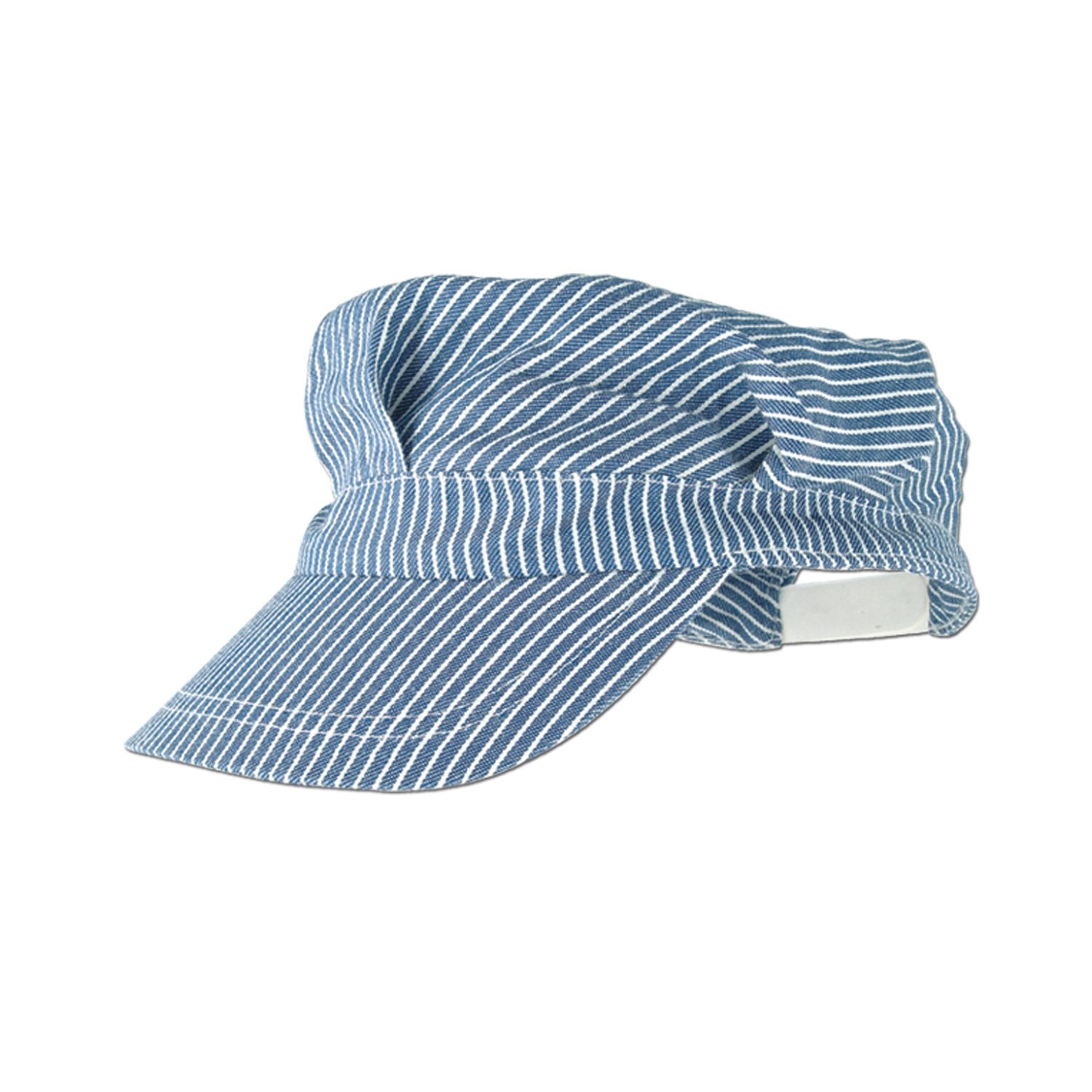 Beistle gorro de ingeniero ferroviario azul frente, perfecto para disfraces temáticos.
