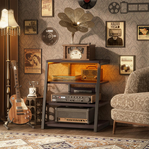 Besiost AV Media Stand con iluminación LED, mejora la ambientación y visibilidad de la sala.