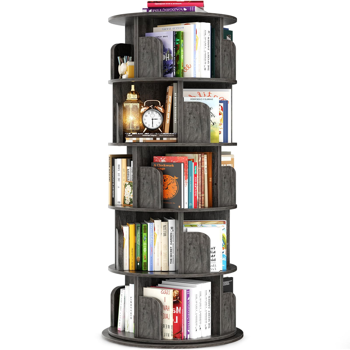 Besiost torre giratoria de 5 estantes para libros y objetos.