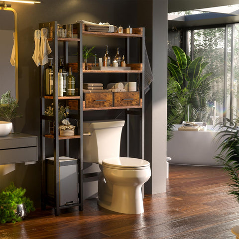 Besiost dos cajones de tela para almacenamiento discreto en el baño.