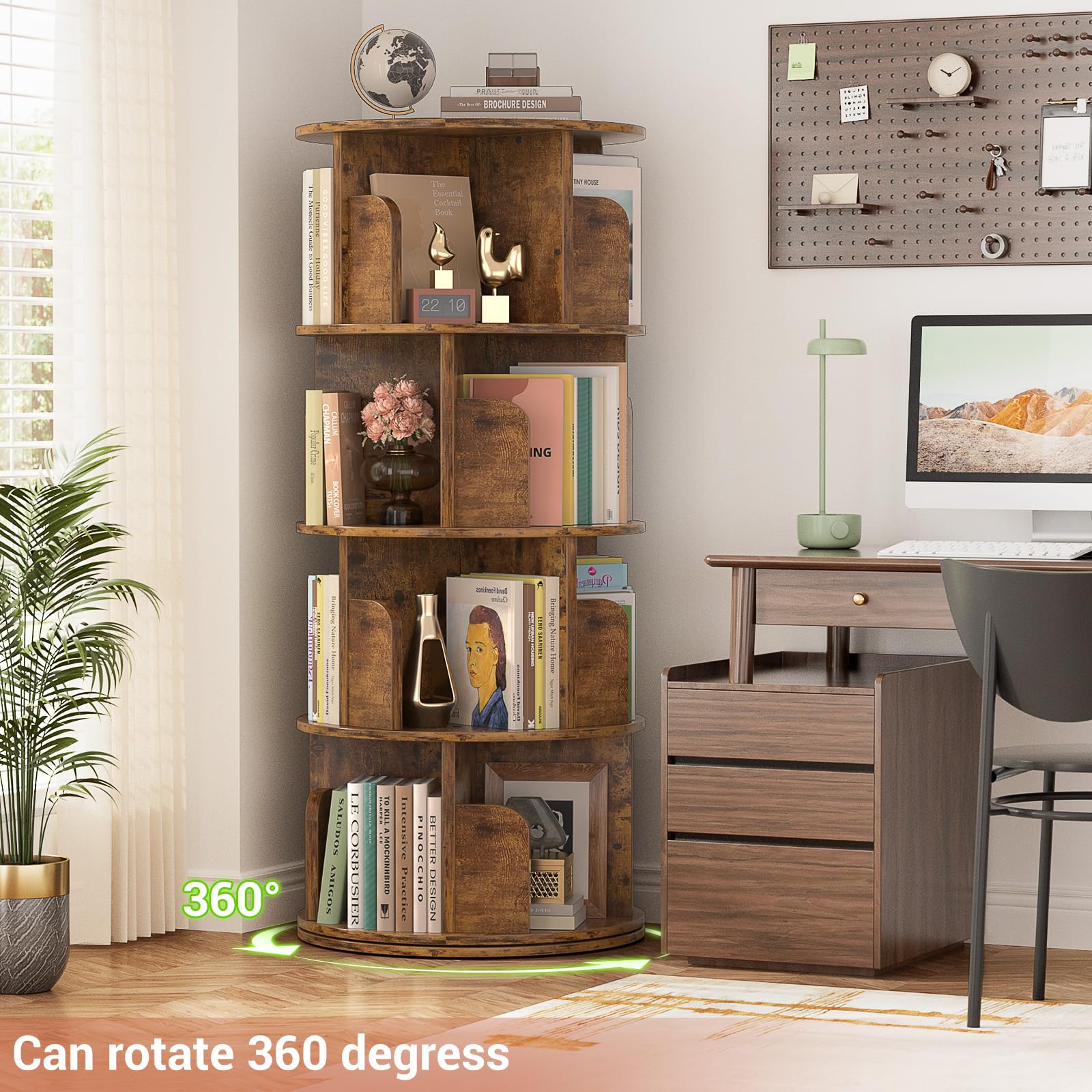 Besiost estantería de marrón rustico, diseño elegante para dormitorio.