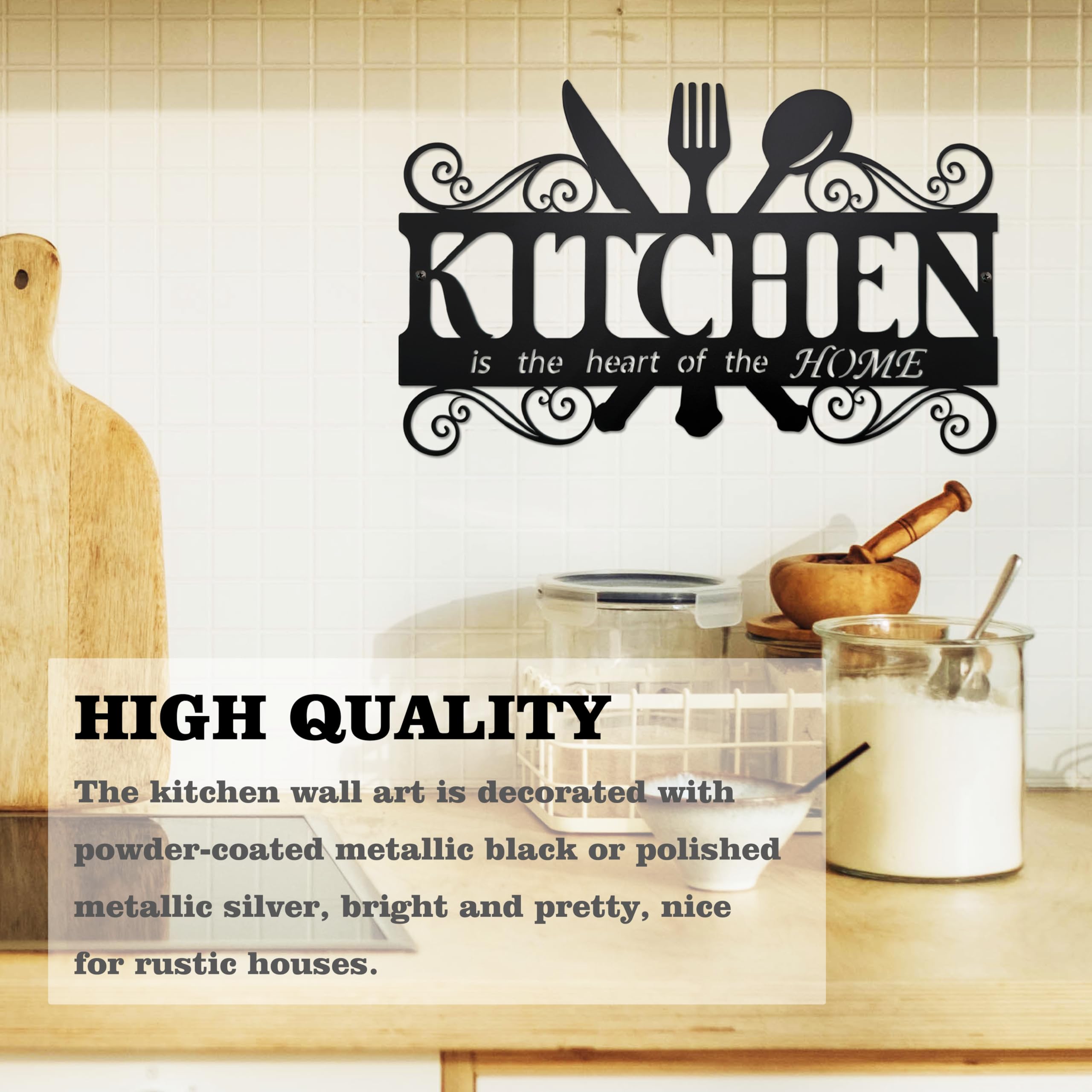 Arte metálico para cocina de BiaGift con corte láser añade detalle elegante.