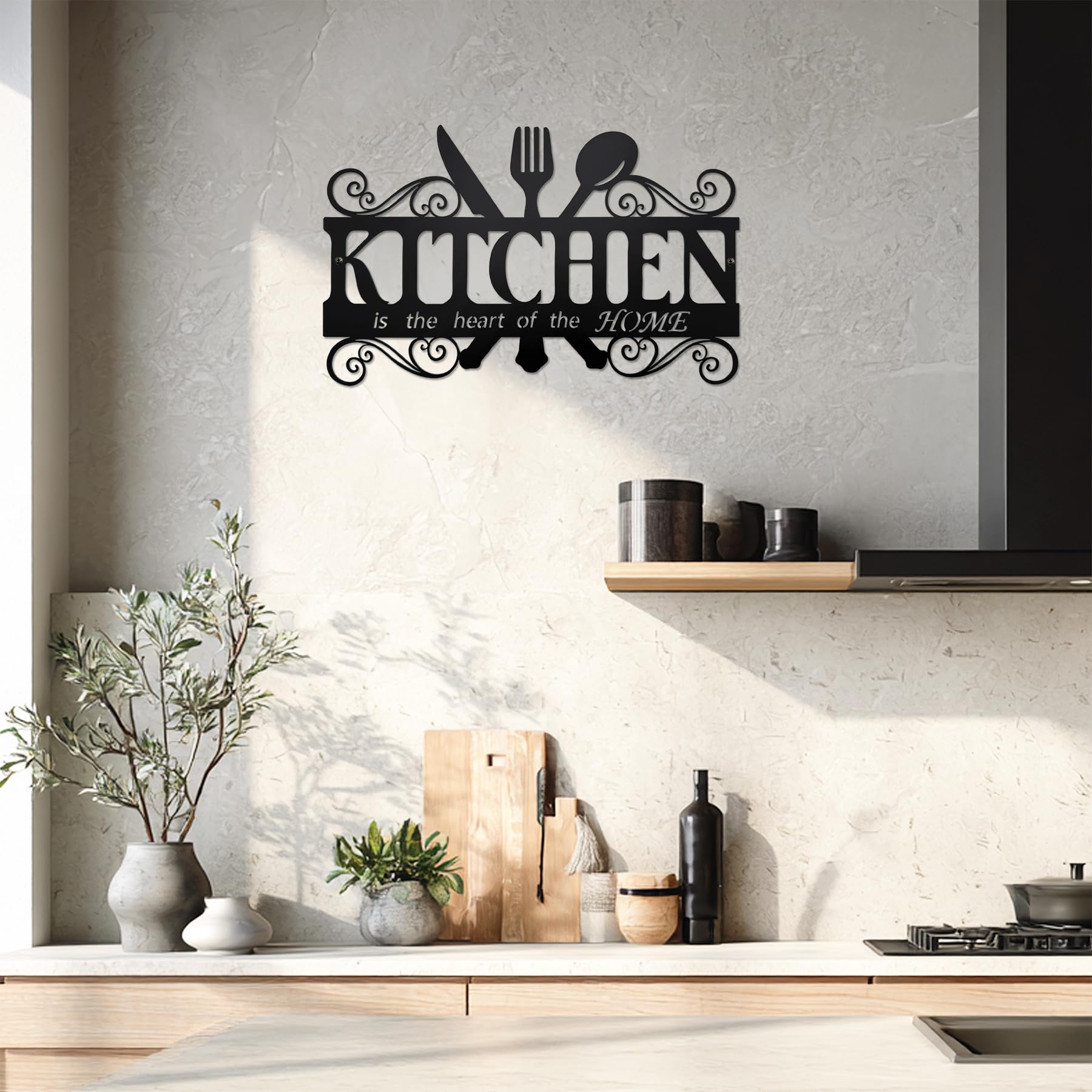 Signo de cocina de pared rustico negro de BiaGift aporta encanto campestre.