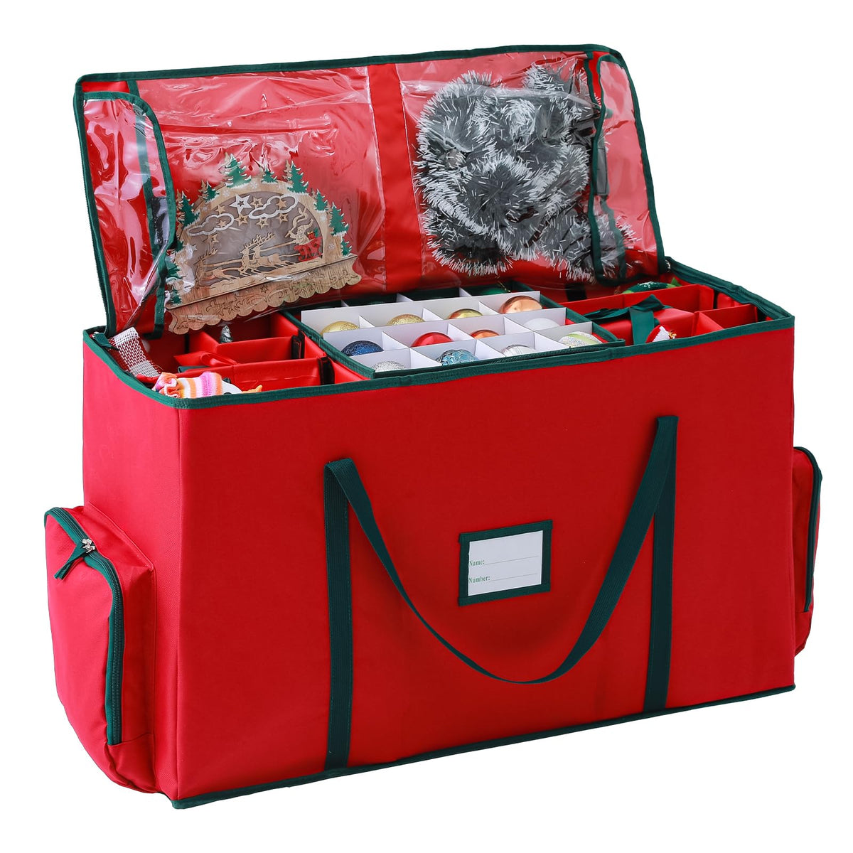 BIEBOS: bandejas removibles para acceso rápido a adornos navideños.