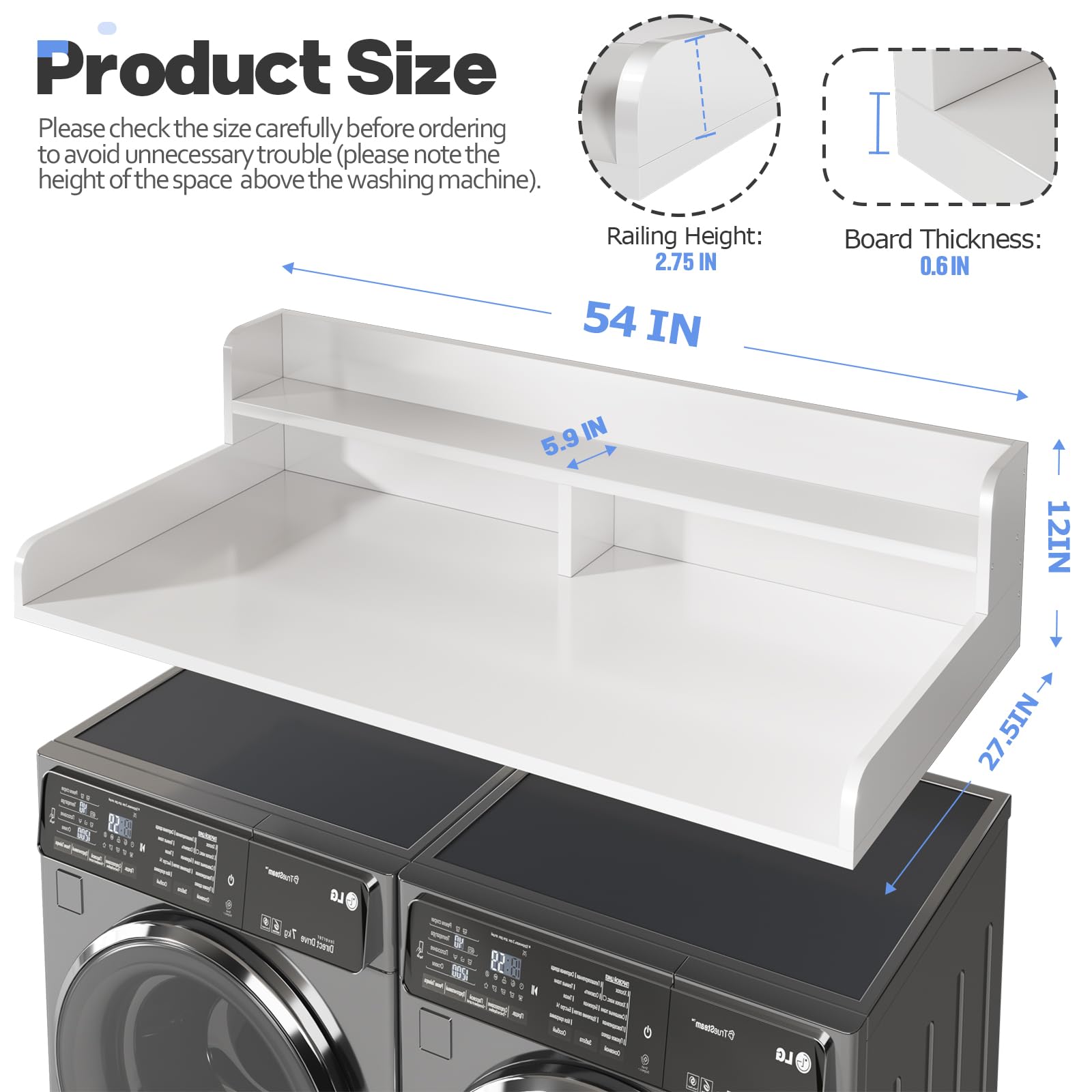 BigPonPon barandas 2.75 pulgadas evitan caídas de objetos pequeños.