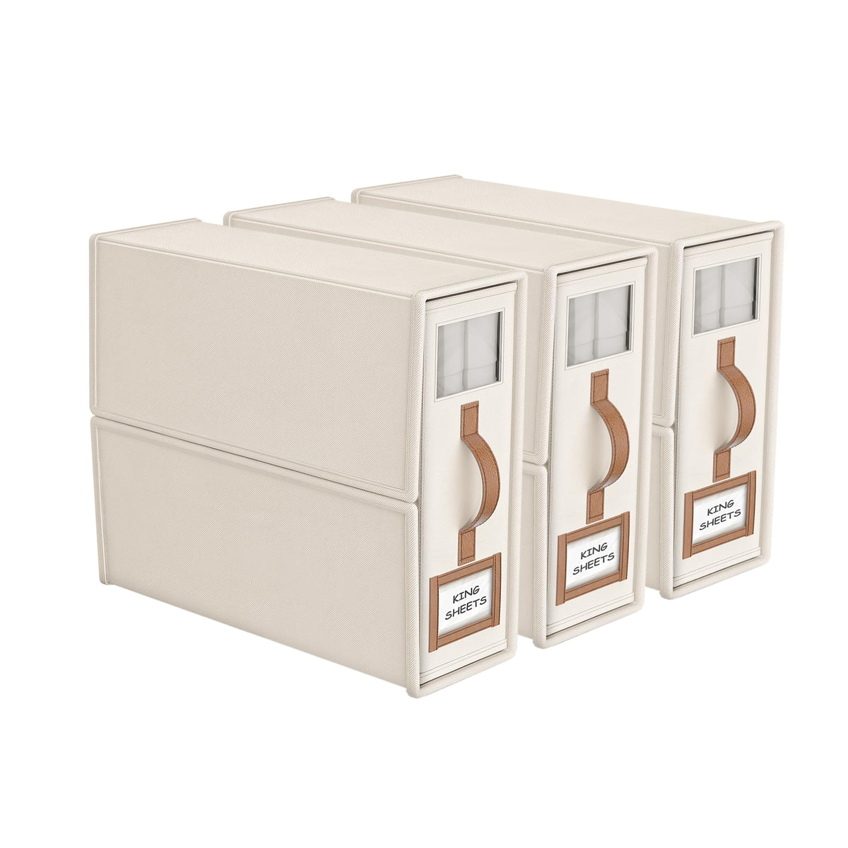 BigPonPon caja organizadora de sábanas plegable beige para ordenar y acceder fácilmente