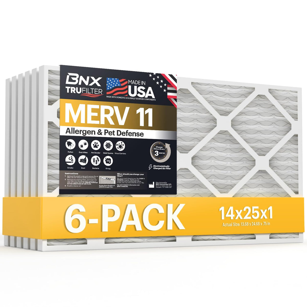 BNX TruFilter 14x25x1: filtro MERV11 para mejorar la calidad del aire en HVAC