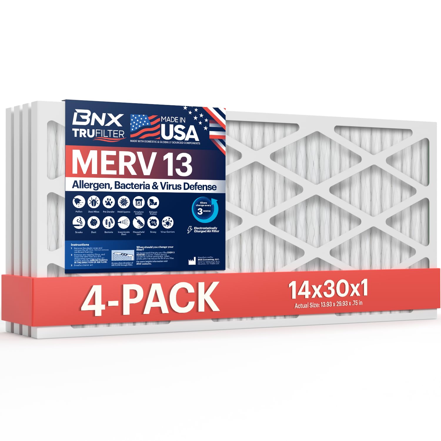 BNX TruFilter: empaque listo para reemplazo en sistemas de climatización.