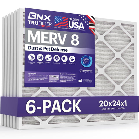 BNX TruFilter con embalaje 6-pack para cambios fáciles en HVAC.