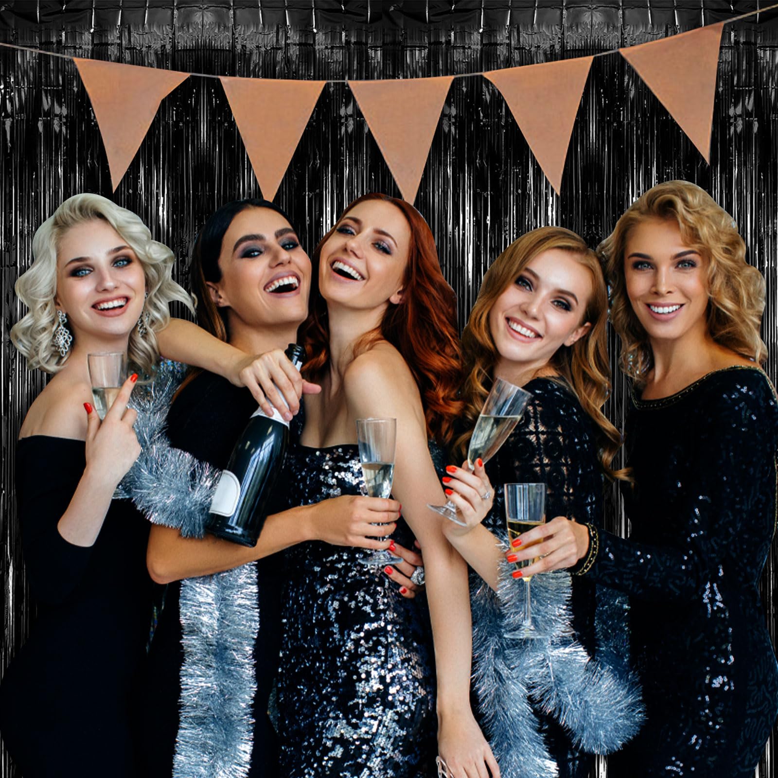 Ambientación para fiestas con cortinas Bomsi y globos