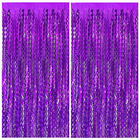 BOMSI cortina de franjas metalizadas moradas como fondo brillante para fiestas