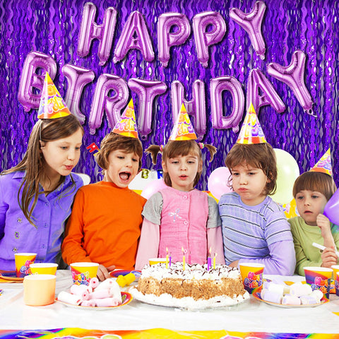 BOMSI cortina de franjas metalizadas moradas, aporta brillo a celebraciones