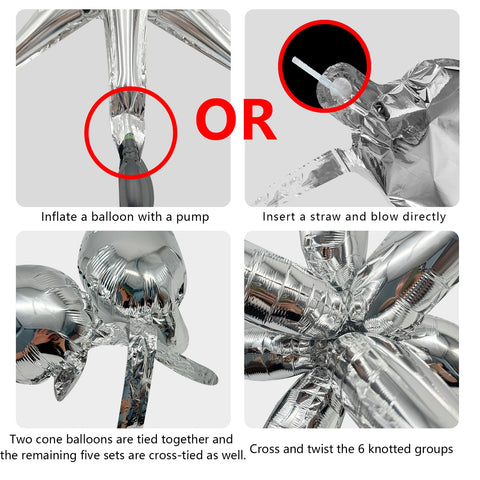 Detalles de fiesta BOMSI con estrella plateada, fácil montaje.