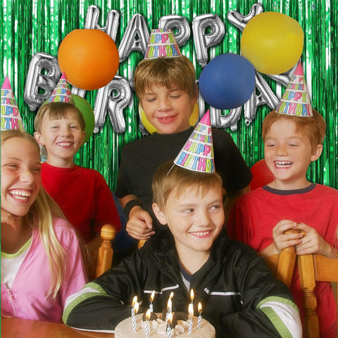 BOMSI fondo verde de flecos brillantes ideal para fiestas temáticas