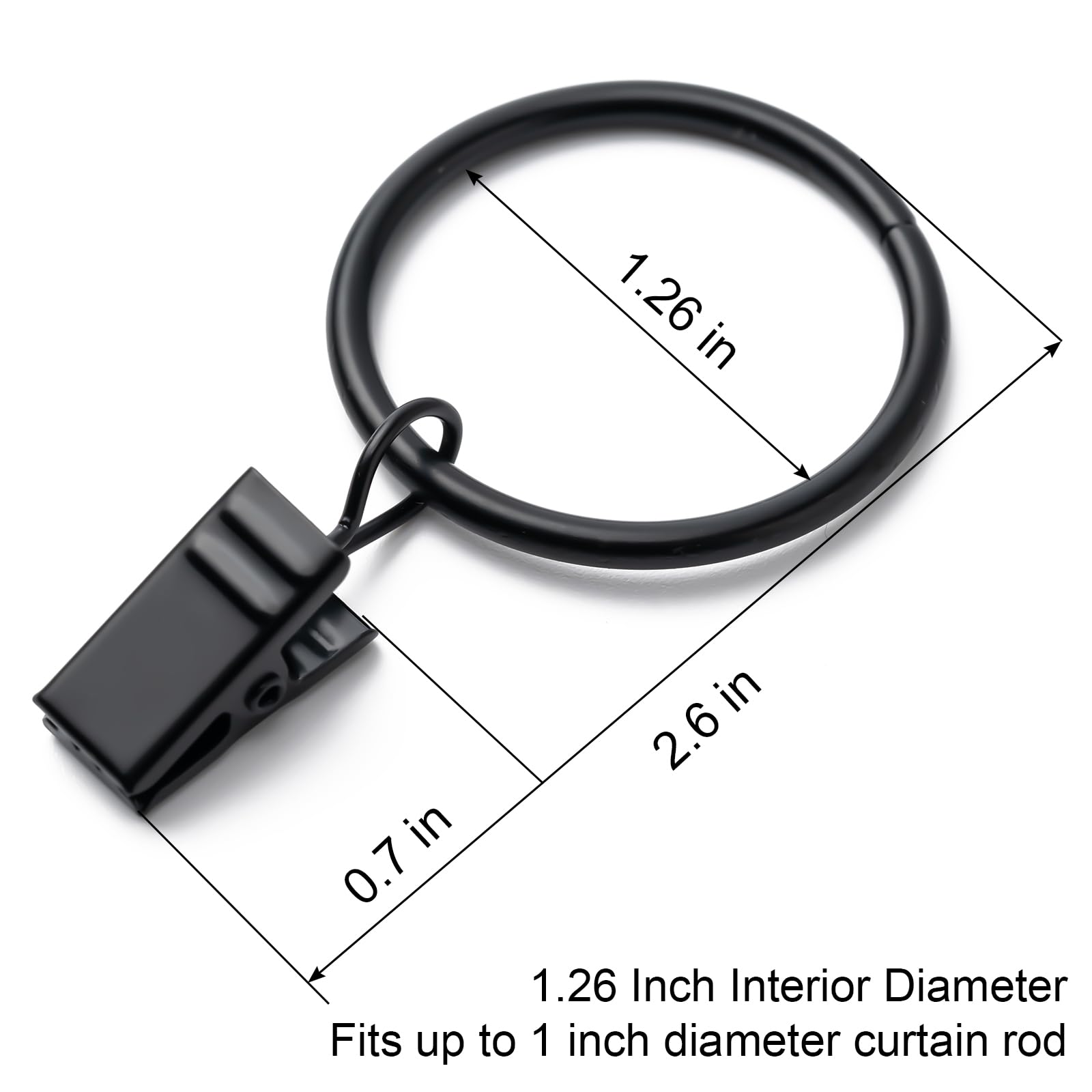 BOOMIBOO aro de cortina con clip, acabado lustrado y deslizamiento suave