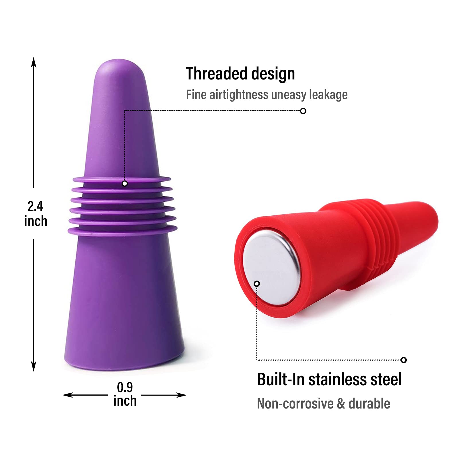 Conjunto BOOMIBOO ocho tapas para diferentes tamaños de botella.