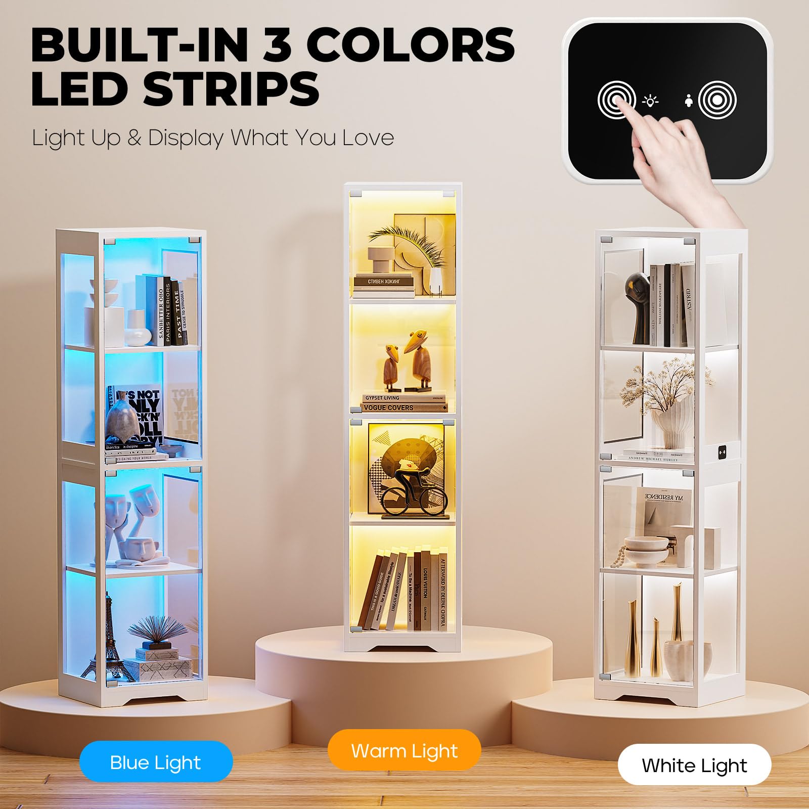 BROTTAR vitrina con sensor de proximidad enciende la luz al acercarse.