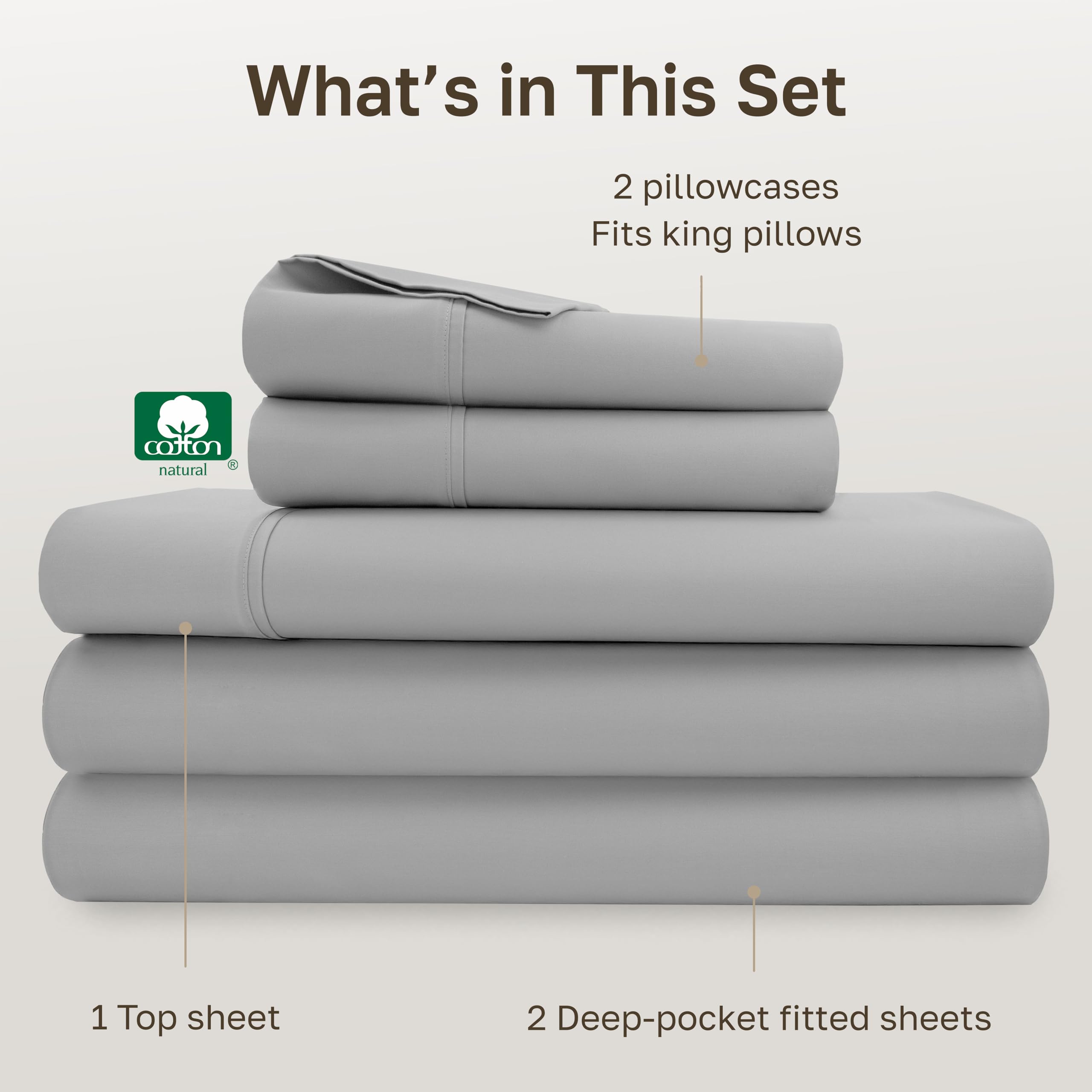 Sábanas gris claro de California Design Den, tono suave