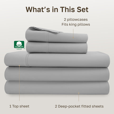 Sábanas gris claro de California Design Den, tono suave