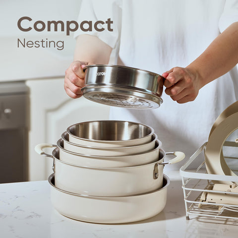 CAROTE diseño apilable para ahorrar espacio en la cocina.