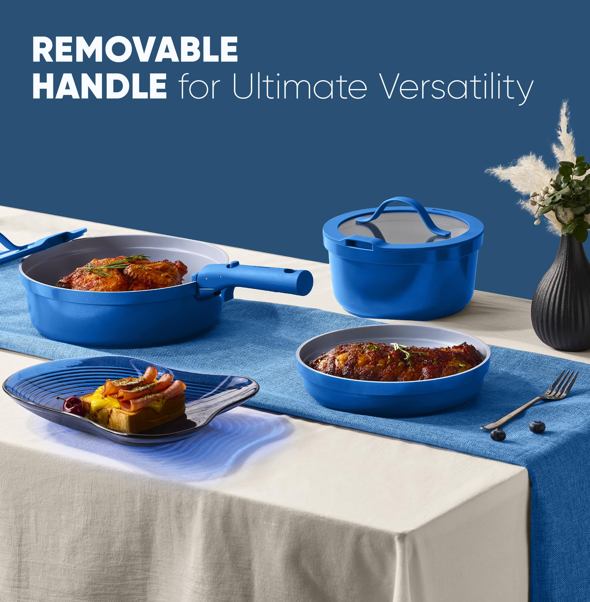 CAROTE Malta Blue cazo de 3 qt desmontable apto para lavavajillas