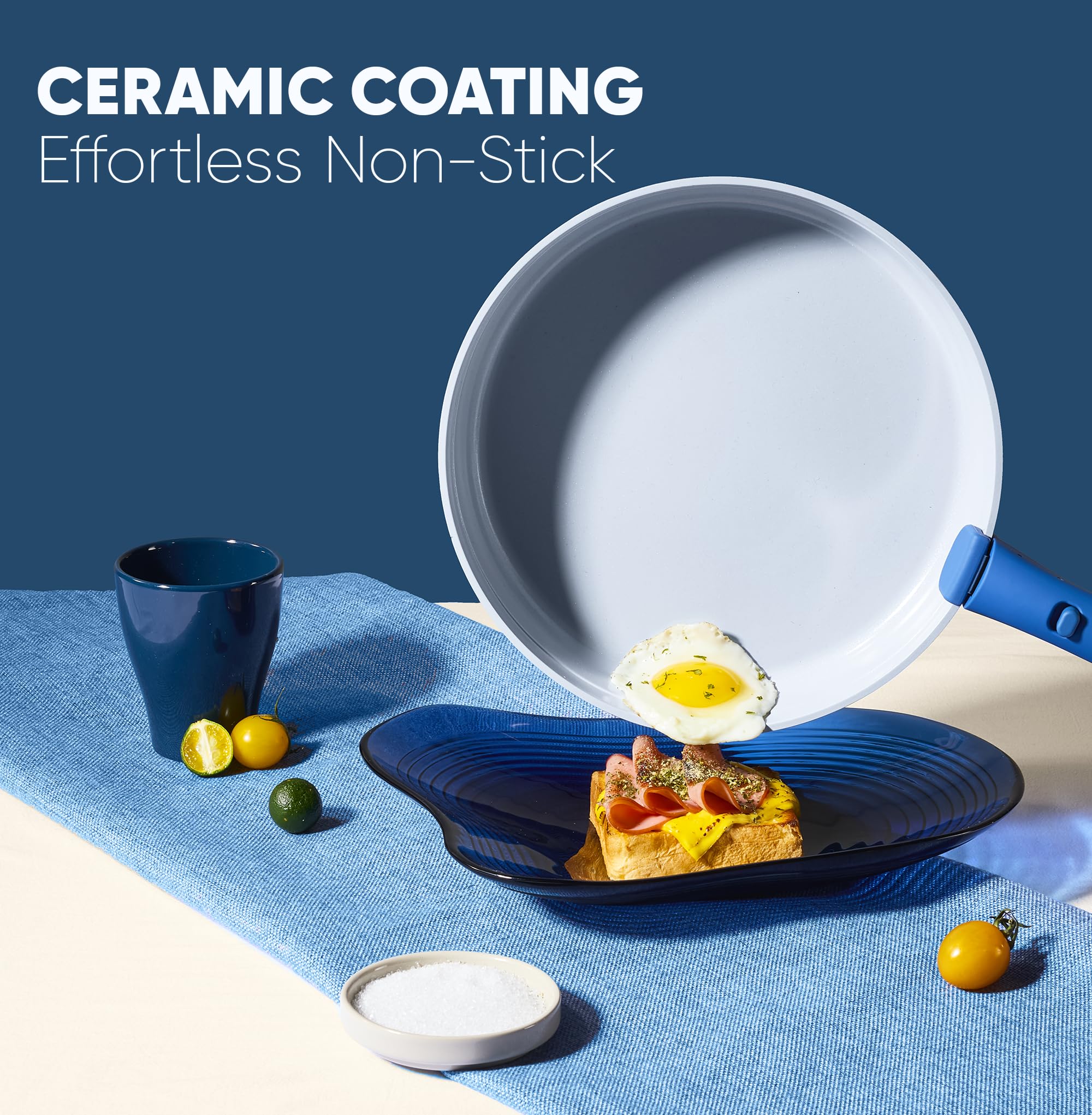 CAROTE Malta Blue sartén de 8,5 pulgadas antiadherente para cocción suave