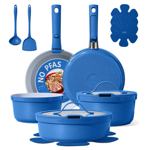 CAROTE Malta Blue sartén desmontable con mango para cocina ordenada