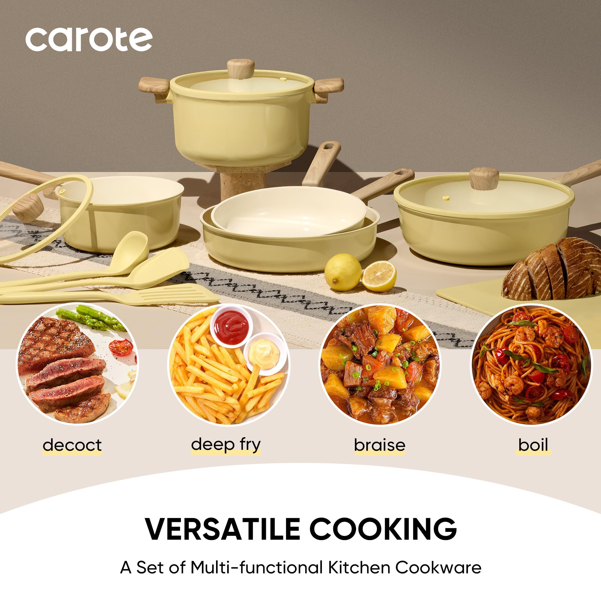 CAROTE olla 2.5qt con tapa, calentamiento eficiente en casa.