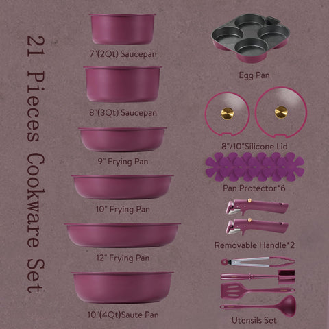 CAROTE sartén de 9 pulgadas con mango desmontable para maniobrar con seguridad