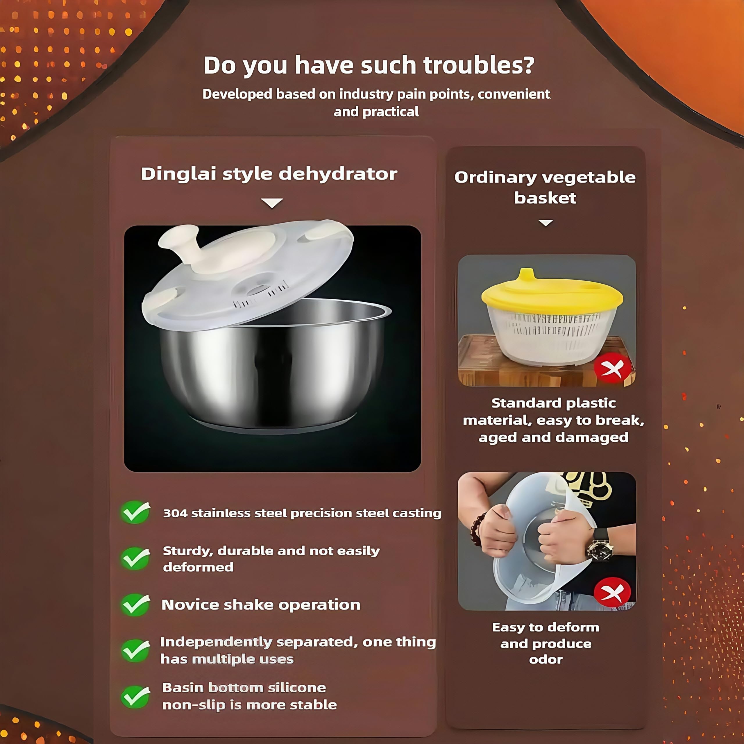 La centrífuga-ensaladas ofrece secado rápido para preparar ensaladas frescas.