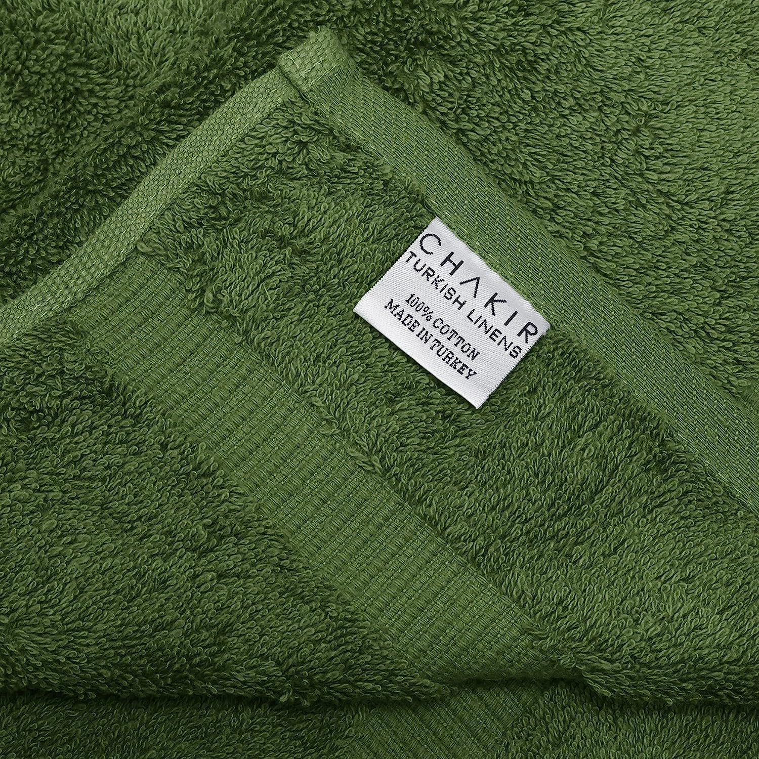 Conjunto de 4 toallas Chakir Turkish Linens musgo, para baño familiar.