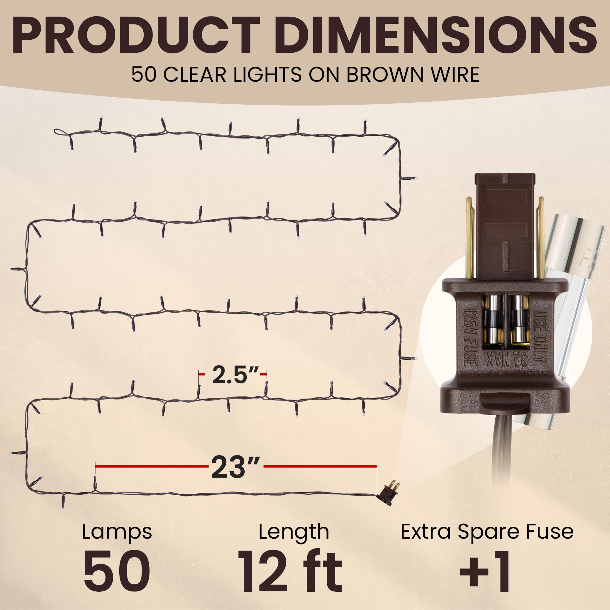 Clavoris Teeny Lights 50ct diseño rústico para decoraciones de granja.
