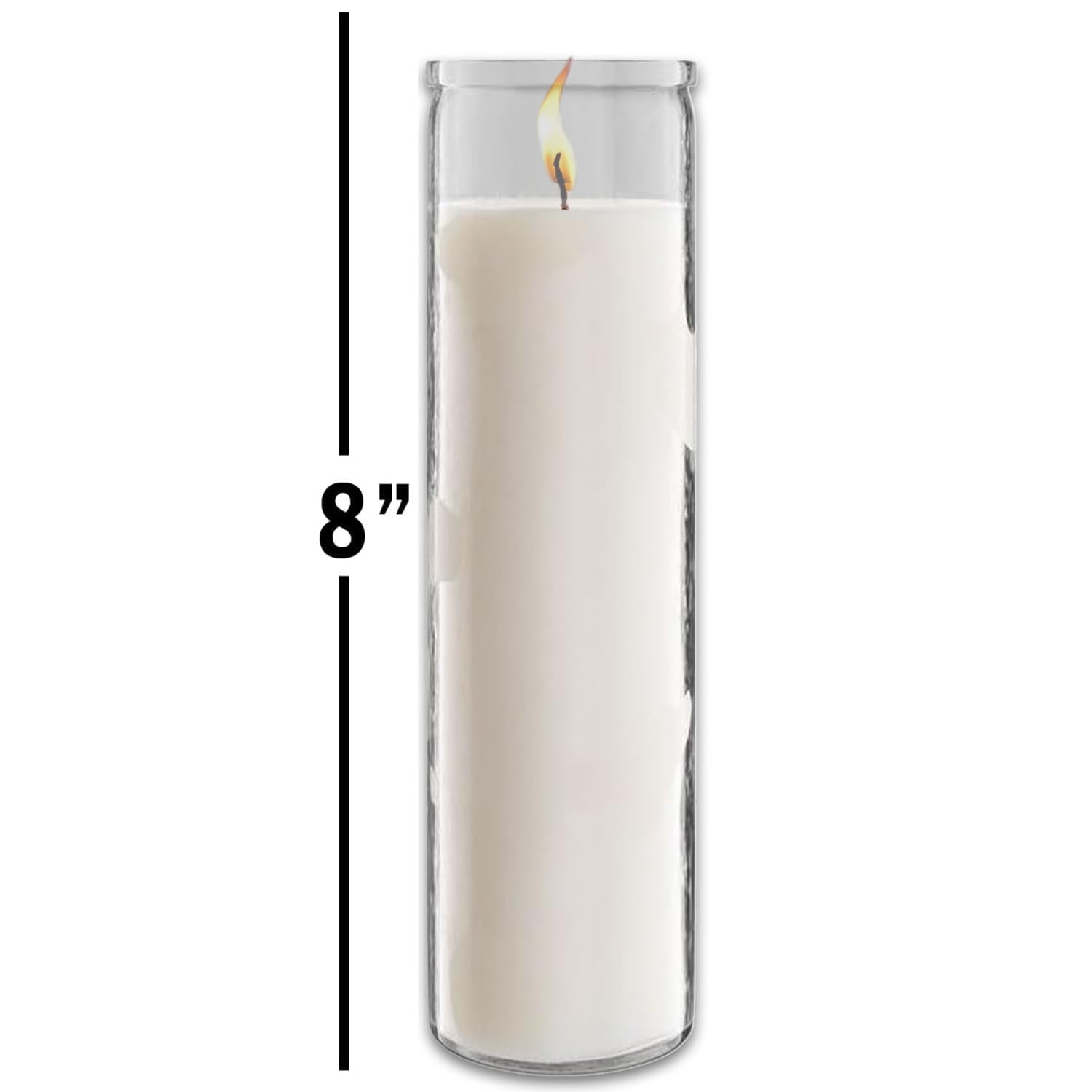 Conjunto de 12 velas blancas en vidrio, ideal para ceremonias y oraciones diarias.
