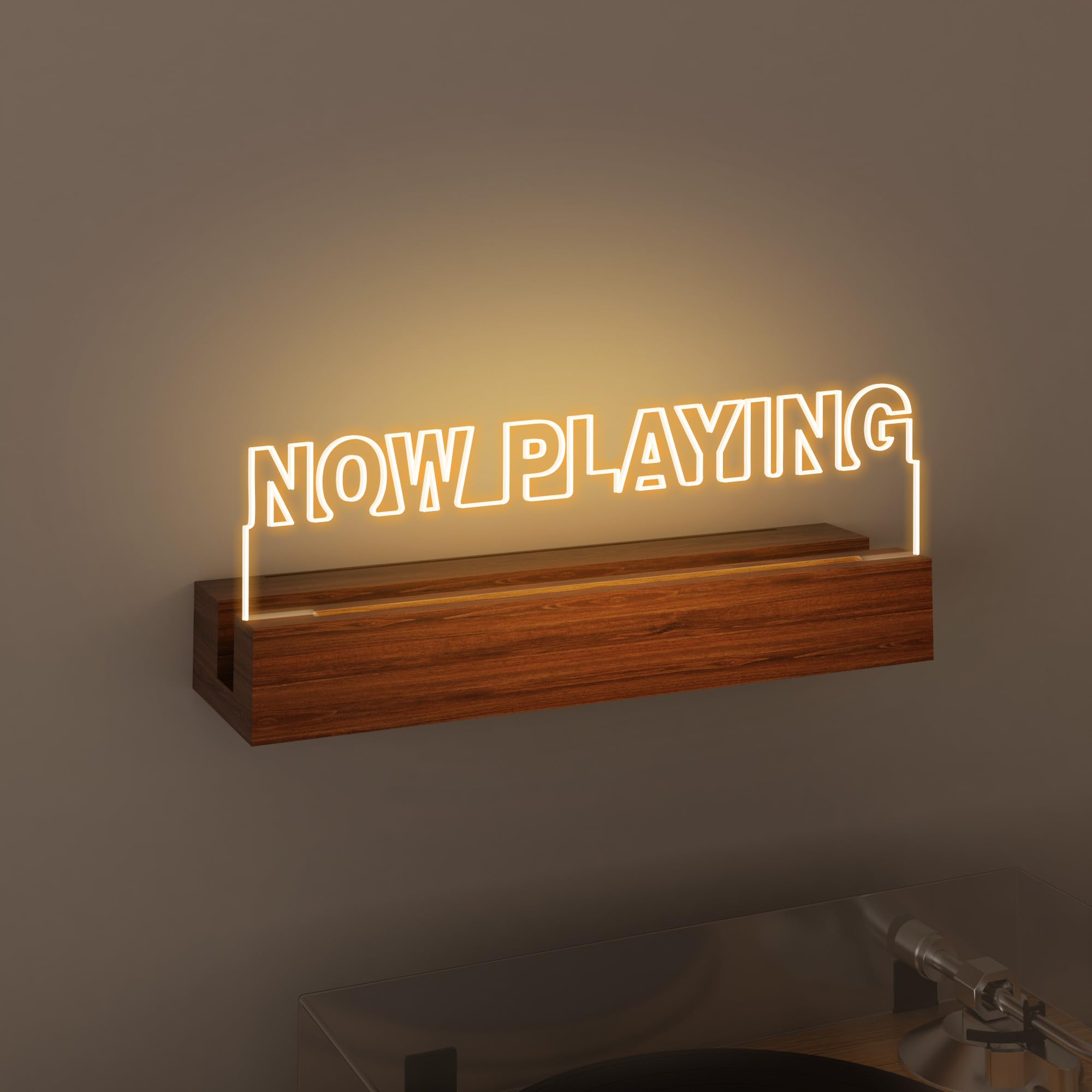 CoolGift Mart: soporte para vinilos en pared iluminado, ideal para exhibir discos con luz cálida.