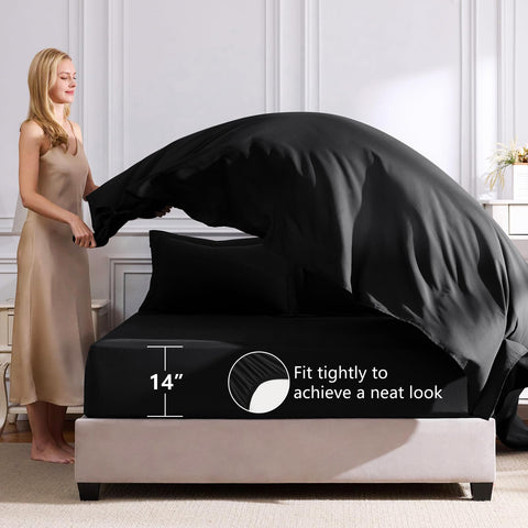 CozyLux sábana ajustable profundo 54x75 con 14 pulgadas, ajuste antideslizante.