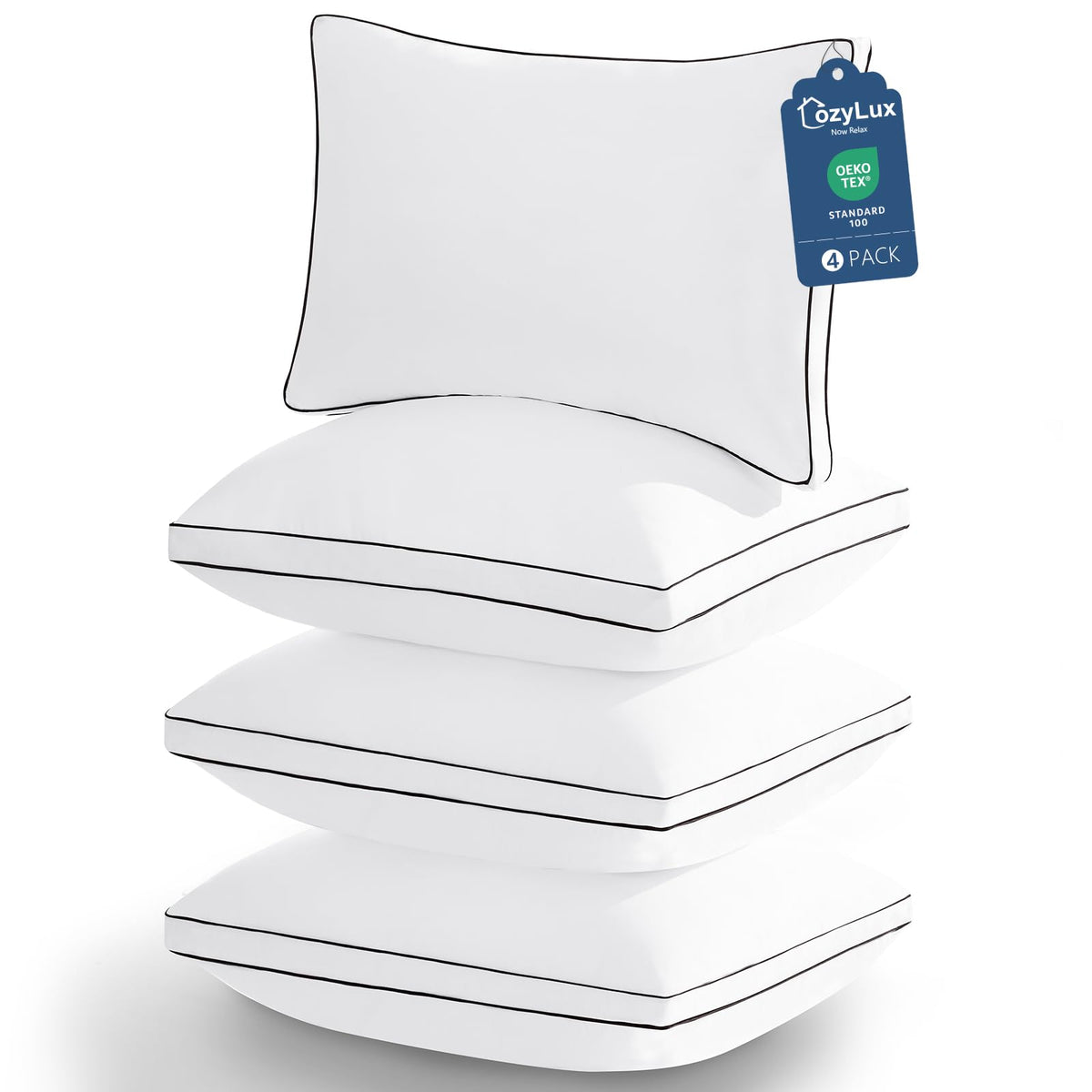 Almohadas CozyLux queen con bordes de doble costura para sueño tipo hotel en casa.