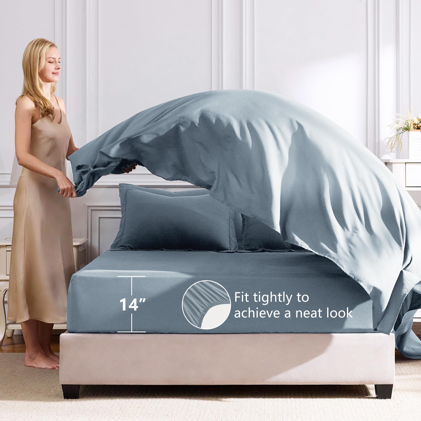 CozyLux Sábanas planas y fundas incluidas para un juego completo